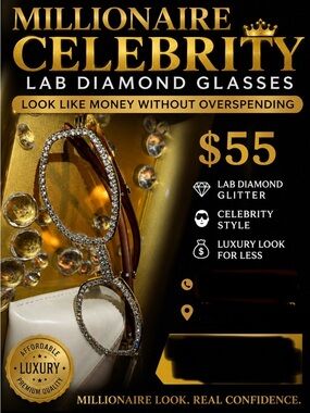 Millionaire Celebrity Lab Diamond Glasses - Gold Tone